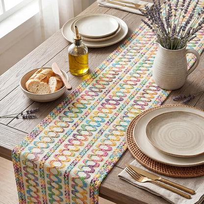 Artoid Mode Colorful Woven Farmhouse Hollow Table Runner 12x36 Inch | Holiday - Image 3