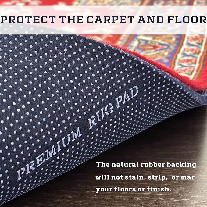 DELLUNA Non-Slip Area Rug Pad 1/8" Thick Double Side Rubber + Felt, Adds - Image 6