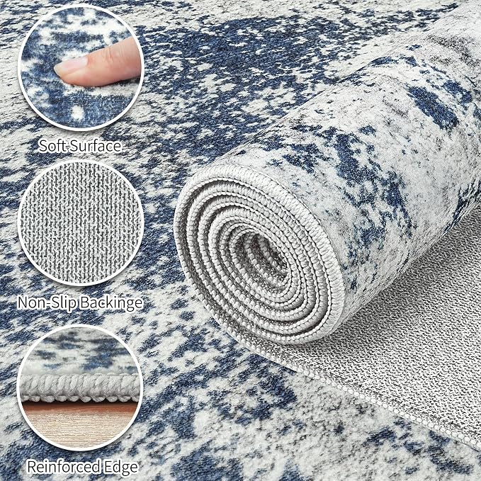 Area Rugs 10x14 Living Room: Large Soft Washable Rug Modern Abstract Anti-Skid - Image 9