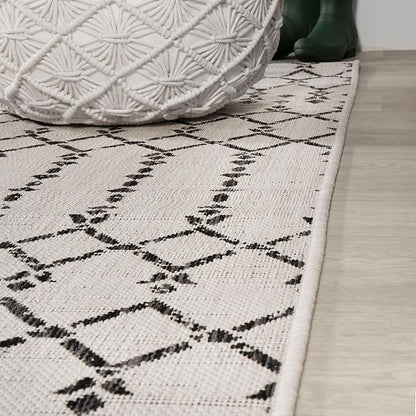 JONATHAN Y Moroccan Geometric Indoor Outdoor Area Rug 9X12 Cream/Black - Image 8