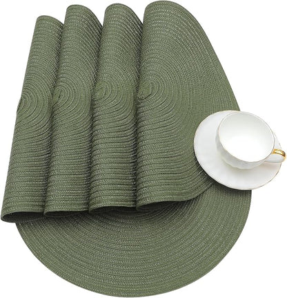 SHACOS Round Placemats Set of 6 Washable 15 inch Round Table Mats Cotton - Image 3