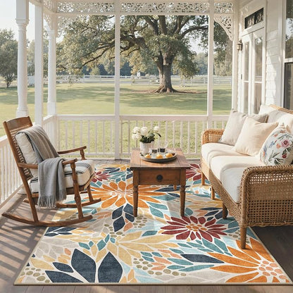 GENIMO Indoor Outdoor Area Rug 5'x8', Machine Washable Rugs - Image 6