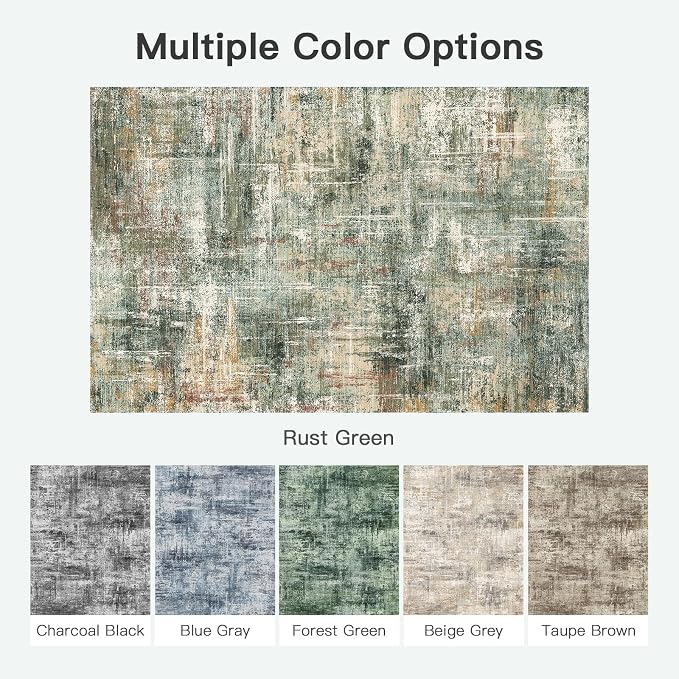 Lofus 8x10 Area Rug for Living Room, Coffee Green Abstract Large Rugs - Image 7