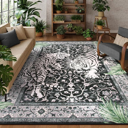 Moynesa Tiger 8x10 Area Rug, Washable Boho Rugs by Moynesa