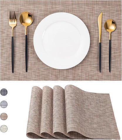 Placemats Set of 4 Washable Indoor | Outdoor Vinyl Place Mats by CADONO