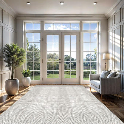 CAMILSON Easy Jute Rug 8x10, Indoor Outdoor Off-White Color Fiber Area Rugs - Image 6