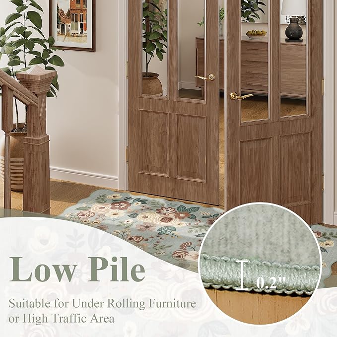 DUKINO 2x8 Washable Runner Rug, Soft Floral Hallway Rug Runner - Image 8