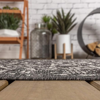 JONATHAN Y Boho Medallion Indoor Outdoor Square Area Rug 5X5 Black/Gray - Image 6