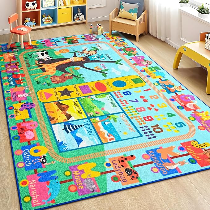 Kids Rug for Playroom, 5x7 ABC Educational Carpet for Classroom, Fun Alphabet - Image 5