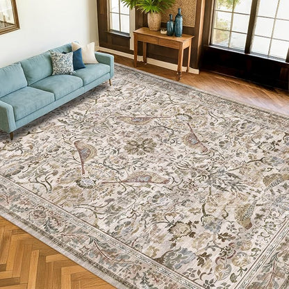 Vintage Moss Green 8x10 Washable Area Rugs - Image 6