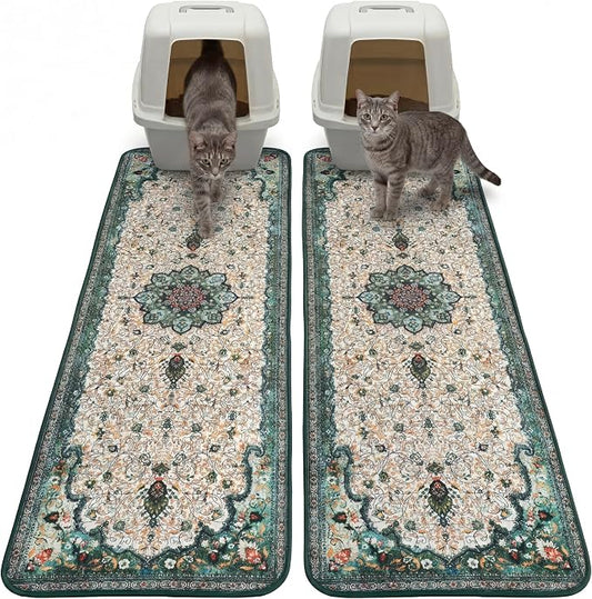 Hompet Cat Litter Mat 2 Pack, 18x54 Large Machine Washable Trapping Mats by Hompet