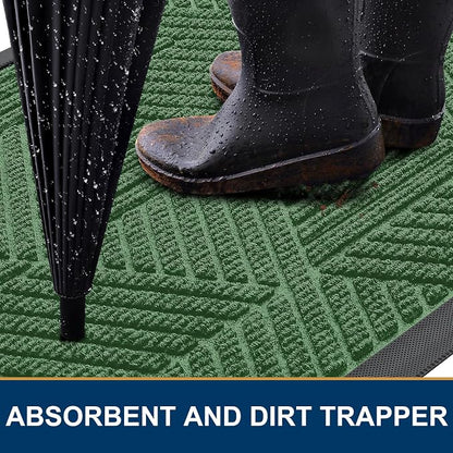 Smiry Front Door Mat Outside Entrance, Heavy Duty Sturdy Natural Rubber Doormat - Image 3
