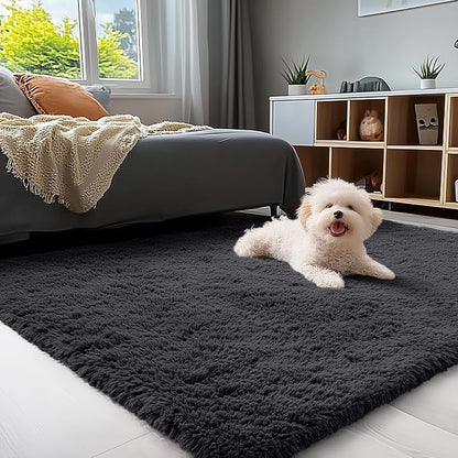 OLANLY 4x4 Machine Washable Accent Rug, Soft Fluffy Shaggy Area Rug by OLANLY