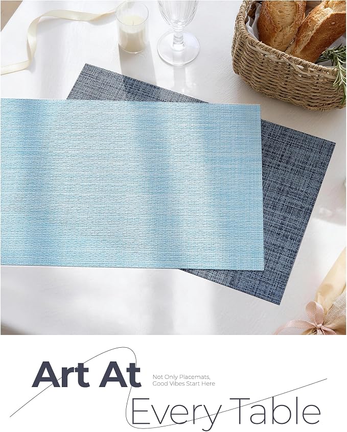 Leetaltree Soft Sky Blue Woven Placemats Set of 4 - Image 8