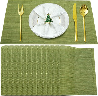 Placemats Set of 12, Vinyl PVC Heat Resistant Washable Placemats Set, Non Slip by BxzanDya-LifeSmartMaker