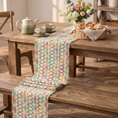 Artoid Mode Colorful Woven Farmhouse Hollow Table Runner 12x120 Inch | Holiday - Image 5