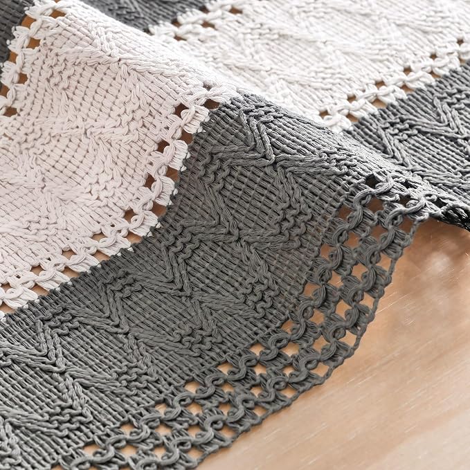 Artoid Mode Grey Farmhouse Woven Table Runner 12x48 Inch | Seasonal Holiday - Image 5
