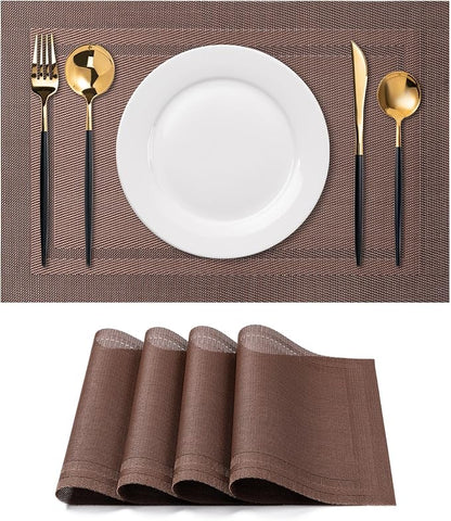 Placemats Set of 4 Washable Indoor | Outdoor Vinyl Place Mats by CADONO