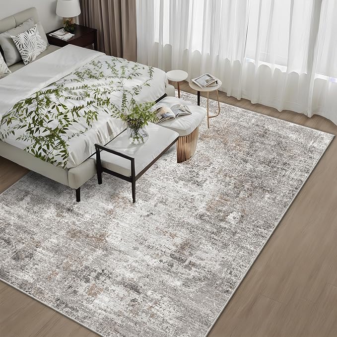 10x14 Area Rug Living Room – Washable Large Neutral Modern Abstract Soft Low - Image 4