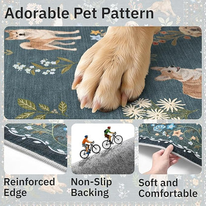 Soalmost 2x3 Dog Rugs for Entryway, Machine Washable Door Mat Animal Floral - Image 7