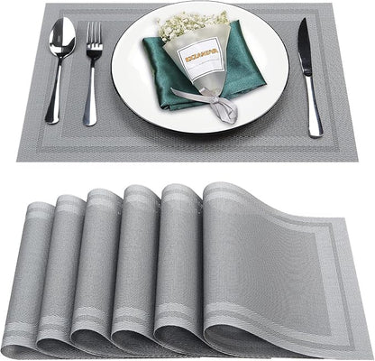 Placemats Set of 6, Vinyl PVC Heat Resistant Washable Placemats Set, Non Slip by BxzanDya-LifeSmartMaker