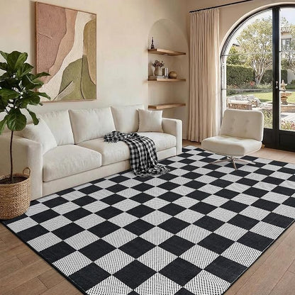 GarveeHome Checkered Dark 4x6 Washable Rug Geometric Diamond Dot Modern Soft - Image 3