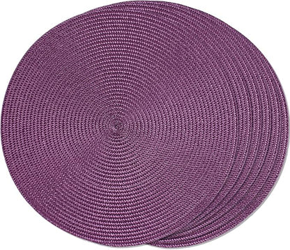 FunWheat Round Braided Placemats Set of 6 Table Mats by FunWheat