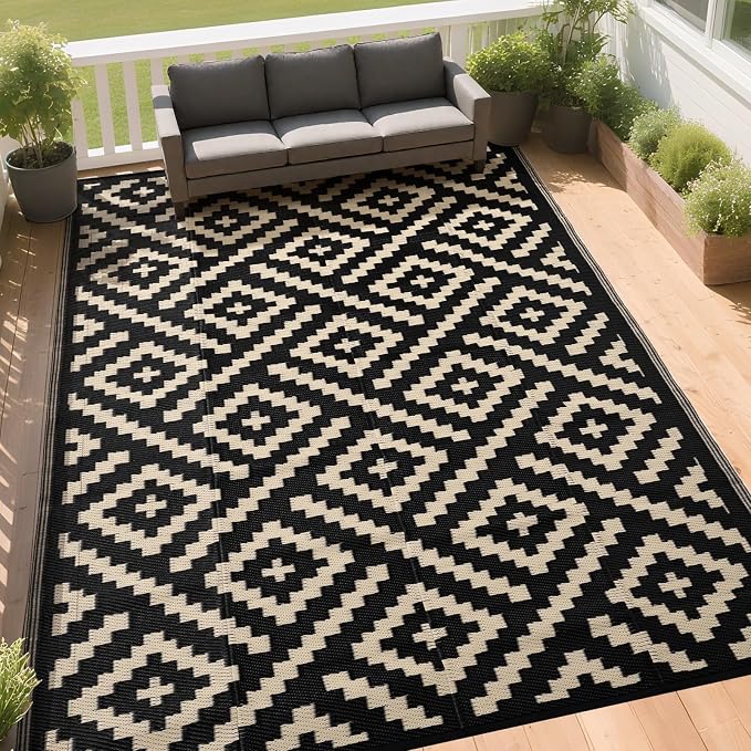 RURALITY Outdoor Rugs 5x8 Feet for Patios Clearance, Plastic Straw Waterproof - Image 3