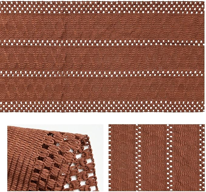 Artoid Mode Caramel Woven Farmhouse Hollow Table Runner 12x36 Inch | Holiday - Image 6