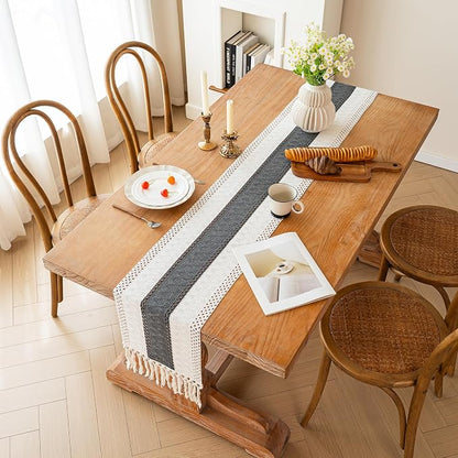 Farmhouse Table Runner for Home Decor 12x108 Grey Fall Home Decor | 108Inches - Image 6