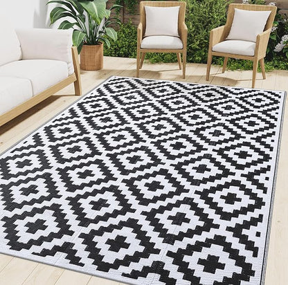 Smiry Waterproof Outdoor Rug 8x10 ft, Reversible Plastic Straw Patio Camping by Smiry
