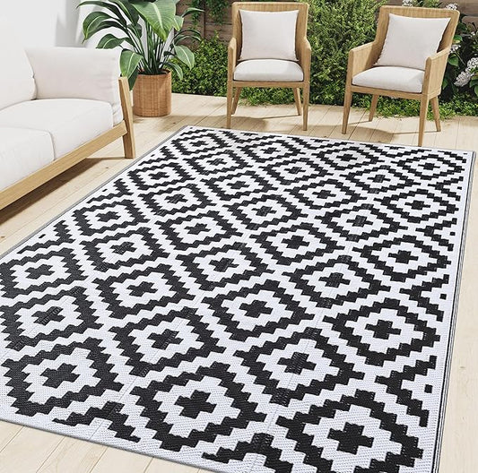 Smiry Waterproof Outdoor Rug 9X18 ft, Reversible Plastic Straw Patio Camping by Smiry