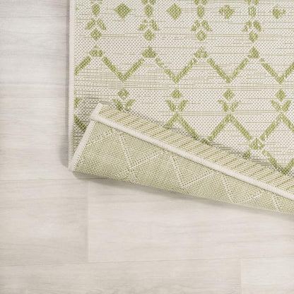 JONATHAN Y Moroccan Geometric Indoor Outdoor Area Rug 8X10 Cream/Green - Image 5