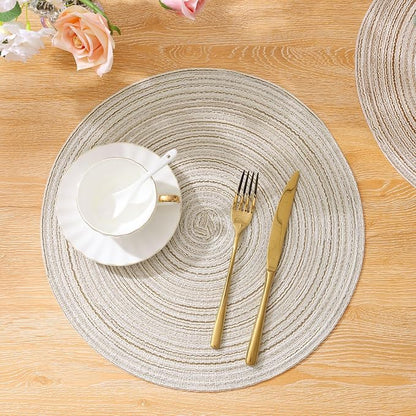 SHACOS Placemats Set of 8 Round Braided Place Mats 15 inch Washable Table Mats - Image 6