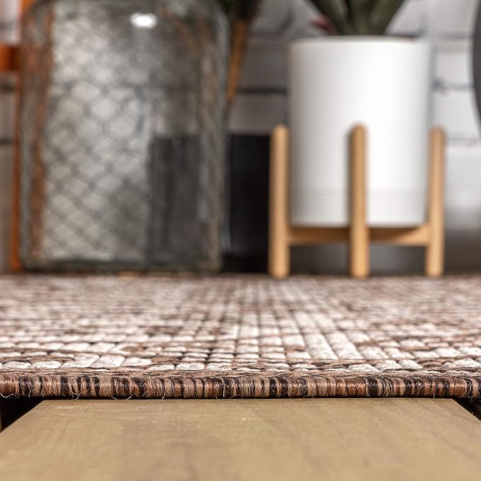 JONATHAN Y Vintage Filigree Indoor Outdoor Area Rug 4X6 Taupe/Espresso - Image 7