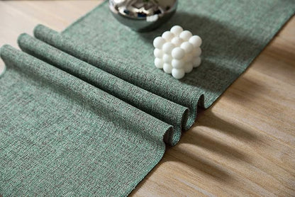 Green Table Runners 108 Inches Long, Burlap Linen Style Rustic Farmhouse Table - Image 5