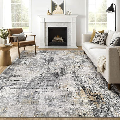 10x12 Area Rug Living Room: Washable Large Abstract Soft Stain Resistant Indoor by LOONGRUG