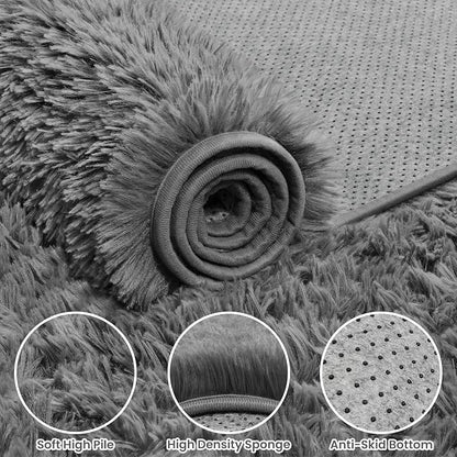 5x8 Area Rugs for Living Room: Soft Fluffy Shag Light Grey Rugs for Bedroom - Image 5