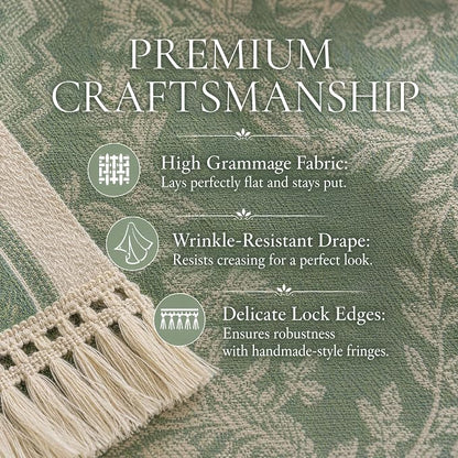 14x63 Medallion Table Runner Waterproof Rustic Farmhouse Macrame | Tired of a - Image 4