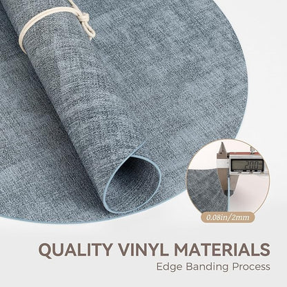 13" Round Placemats Set of 12, Reversible Faux Leather Heat Resistant Table Mats - Image 5