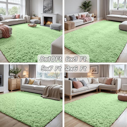 5x7 Area Rugs for Living Room Rug: Soft Fluffy Shag Mint Green Rugs for Bedroom - Image 7