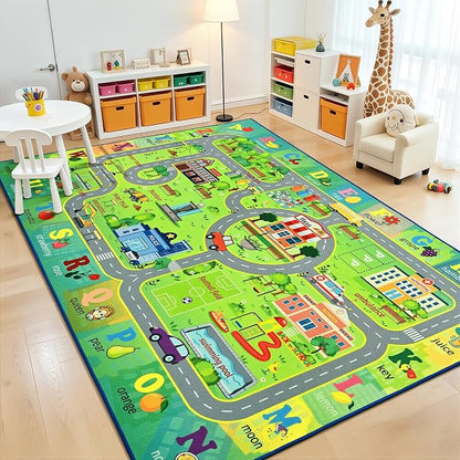 Chicrug 6x9 Car Road Area Rug for Kids Playroom Bedroom, Non Slip Low Pile by ChicrugHomeDecor