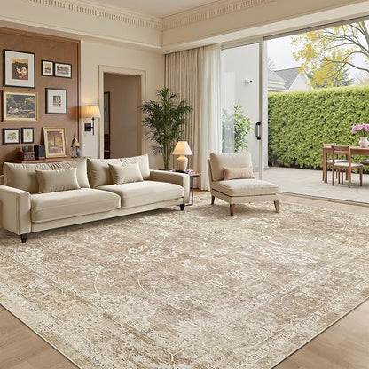 Madane 8x10 Area Rugs for Living Room, Machine Washable Vintage Neutral Rug by Madane