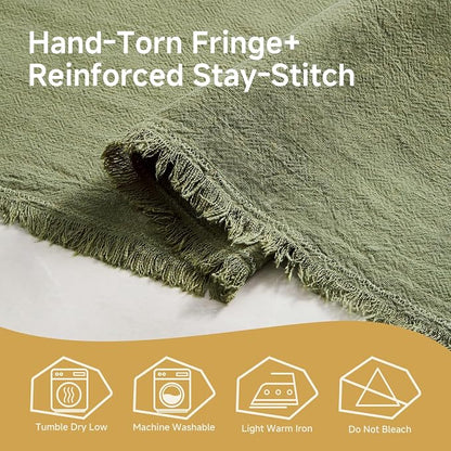 14 x 120 Inches Frayed Edge Table Runner, 270G Heavyweight Sand Washed Slub - Image 7