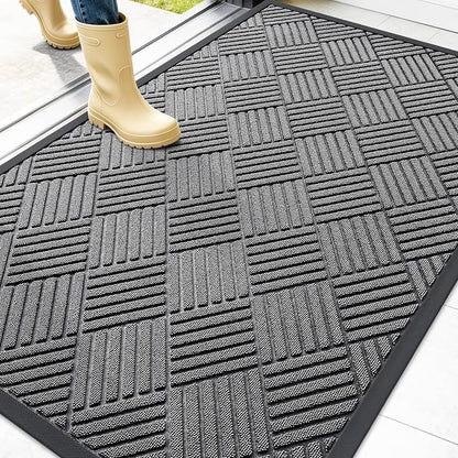 OLANLY Front Door Mat Outside Entrance 47x32, Heavy Duty Sturdy Natural Rubber by OLANLY