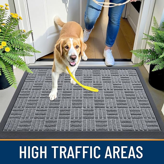 OLANLY Front Door Mat Outside Entrance 33x21, Heavy Duty Sturdy Natural Rubber - Image 5