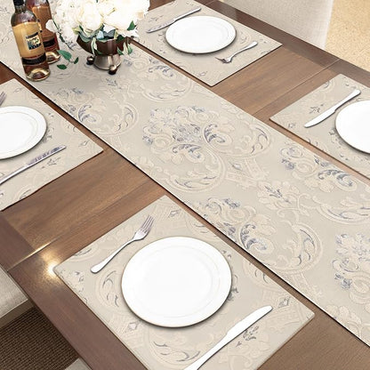 Loom and Mill Luxury Jacquard Table Runner 90 Inches Long, Light Apricot | - Image 6