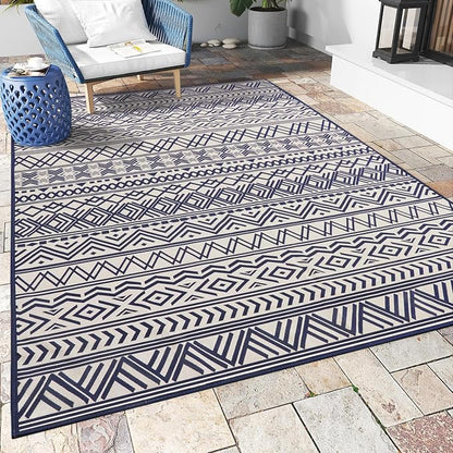 Outdoor Rug Carpet 8x10 ft, Flatweave Textured Outdoor Patio Rug Non Slip by MontVoo