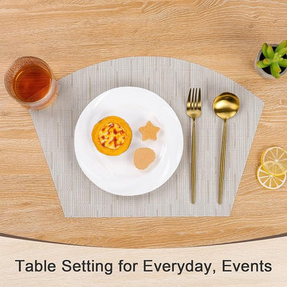 SHACOS Wedge Placemats for Small Round Table Set of 4 Woven Vinyl PVC Placemats - Image 8