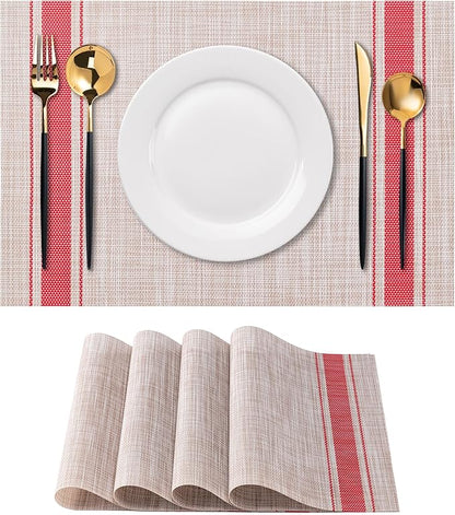 Placemats Set of 4 Washable Indoor | Outdoor Vinyl Place Mats by CADONO